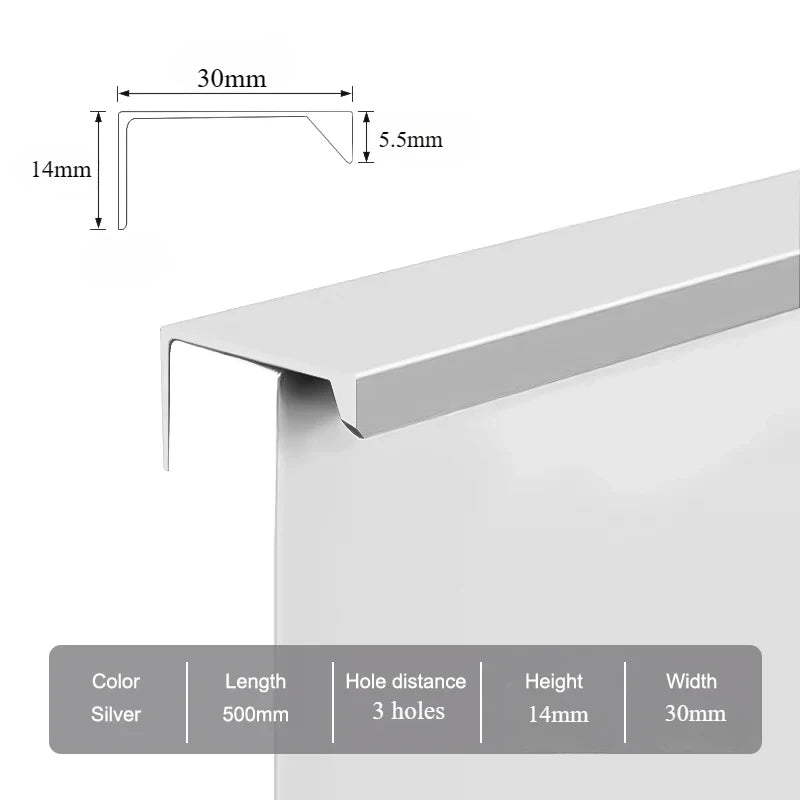 Hidden Furniture Handles Matte Black Gold Silver Kitchen Cabinet Pull Wardrobe Pull Not punched Handles for Cabinets and Drawers