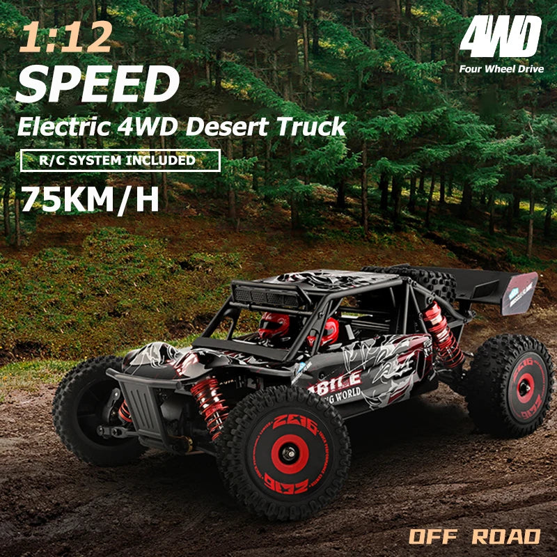 75 KM/H WLtoys 124016 V8 RC Car Brushless 4WD Electric High Speed Off-Road Remote Control Drift Rc Cars for Adults Toys