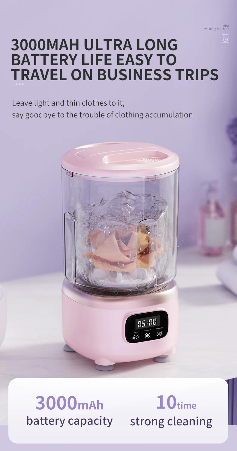 2L Wireless Mini Charging Wash in One Washing Machine Suitable for underwear, socks, pet clothes