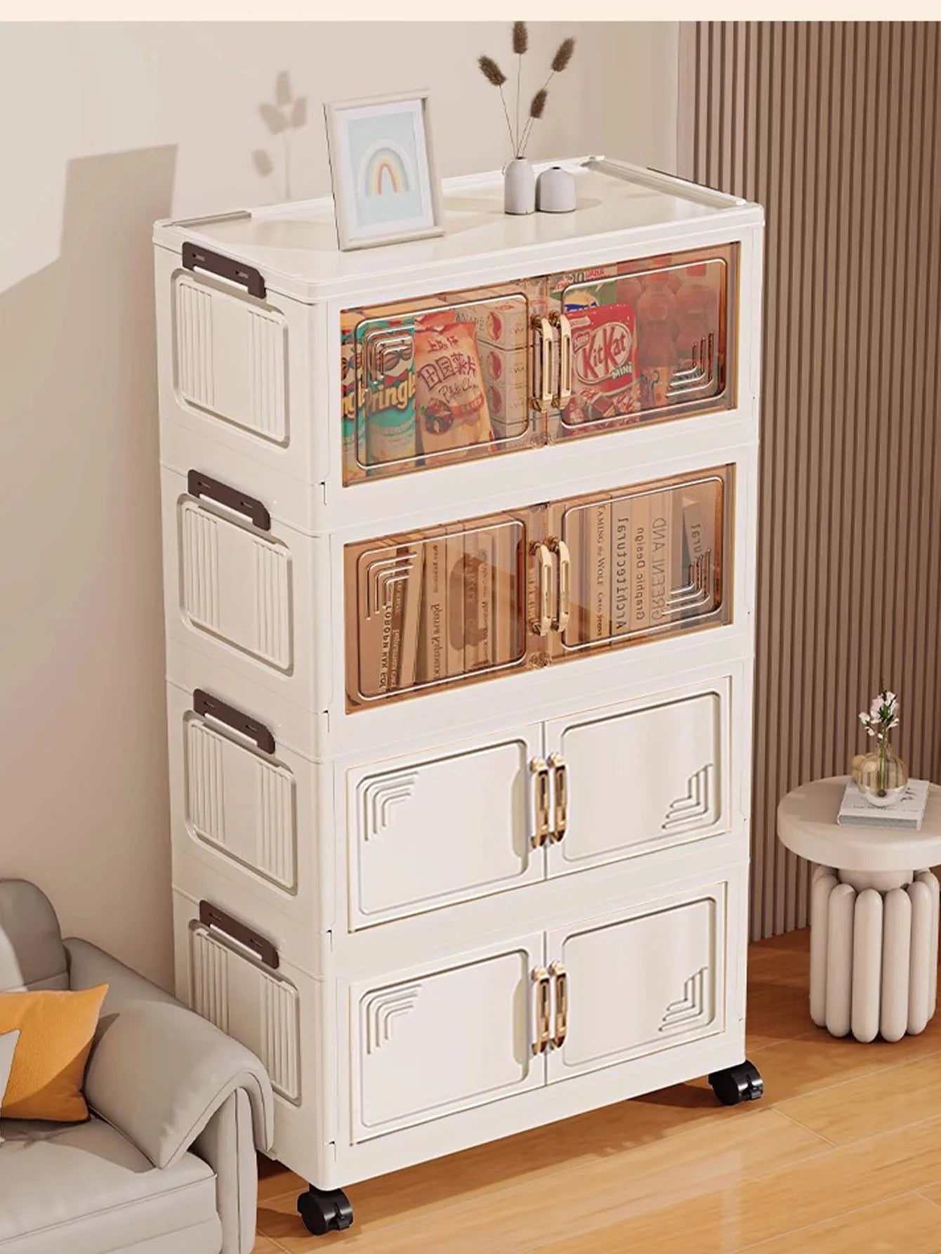 45/55/65cm Length Multifunction Storage Cabinet Large Capacity Foldable Easy-to-Install Storage Box Dustproof Wardrobe