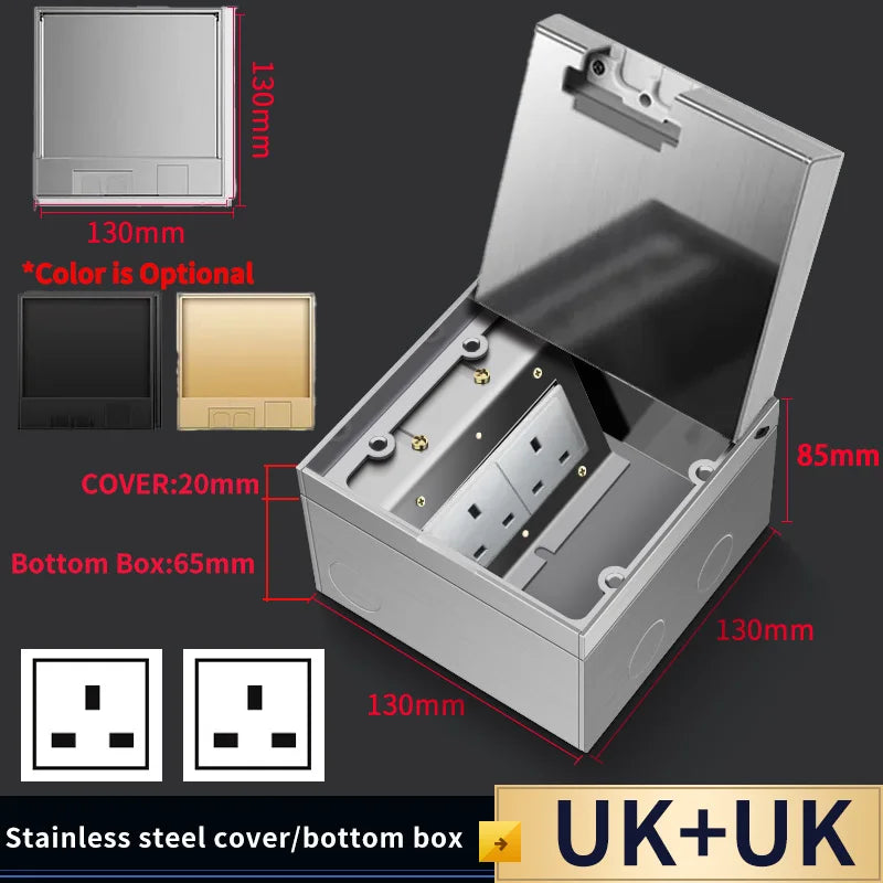 Modern Flat Floor Socket 130mm- Embedded with USB Ports, 304 Stainless Steel - Waterproof Integration with Marble Flooring