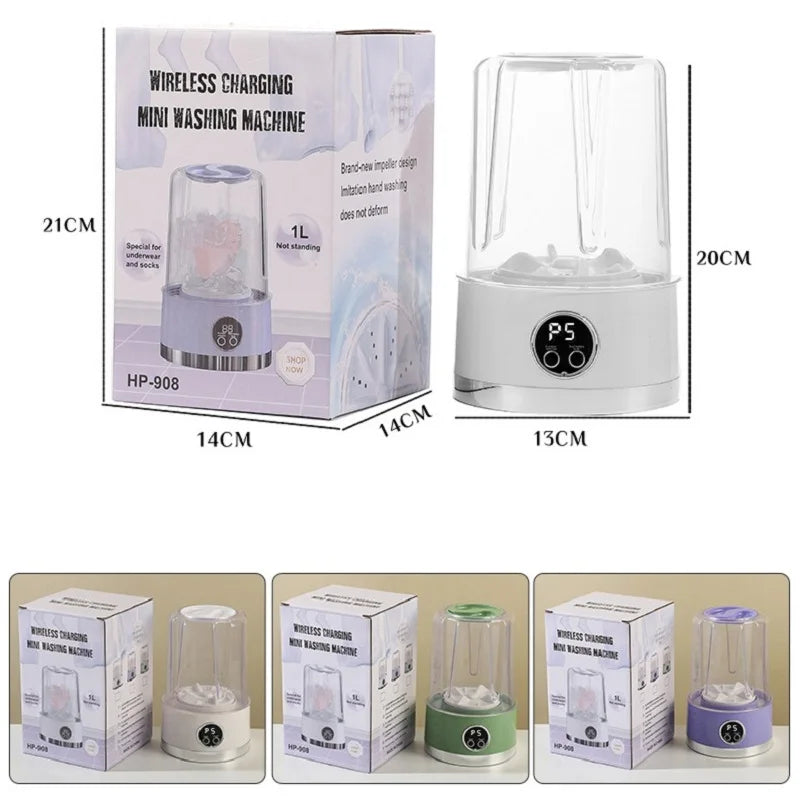 1L Mini Rechargeable Washing Machine Underwear Travel Portable Small Socks Washing Machine Dehydratable Portable Laundry Bucket