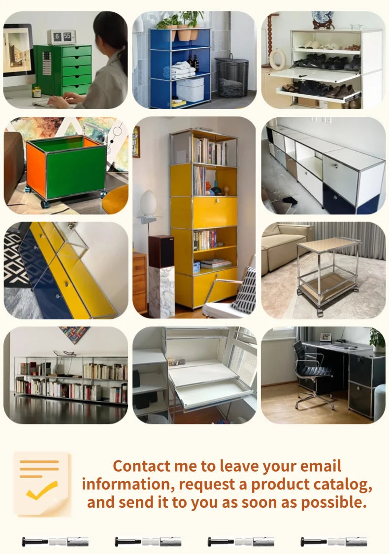 Modern Steel Flip Door Cabinet｜2-Tier Modular Storage Unit｜Custom Color Metal Organizer for Entryway, Living Room or Office