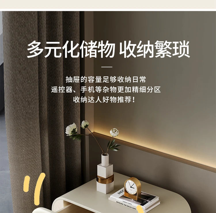 Glamour Cream Style Nightstands Tiny Cute Space Saving Bedside Tables Minimalist Luxury Mesitas De Noche Bedroom Furniture