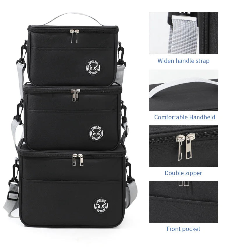 Capacity hand-held with shoulder strap insulated bag, lunch box bag, student thickened waterproof lunch bag.