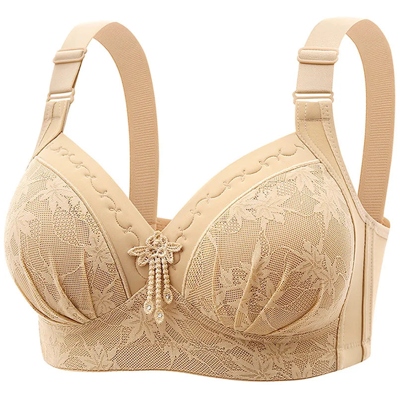 New Lace Printed Oversized Pregnant Women's Breastfeeding Underwear Comfortable Without Steel Ring Gathering Anti Sagging Bra