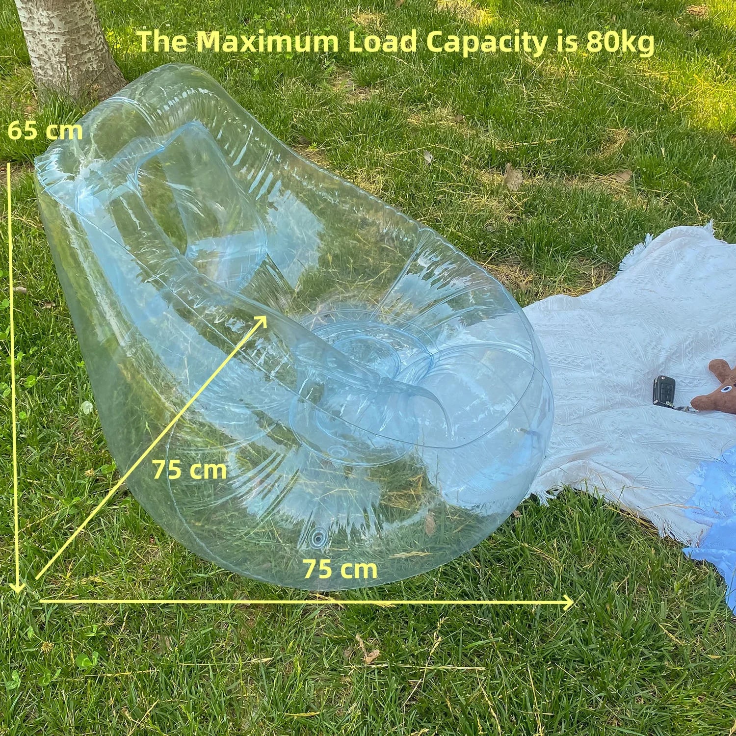 Transparent Inflatable Lounge Chair, Indoor and Outdoor Clear PVC Inflatable Single Sofa for Adult