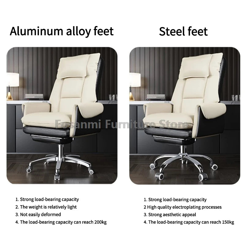 Adjustable Height Home Computer Office Chair with Soft Headrest Reclining Leather Gaming Armchair Ergonomic Swivel Desk Chairs