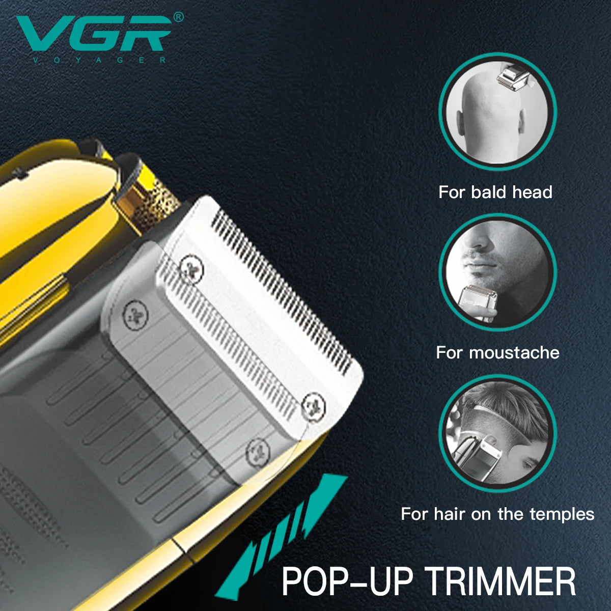 VGR Shaver Professional Beard Trimmer Electric Razor Portable Shaving Machine Reciprocating Hair Trimmer Shaver for Men V-332