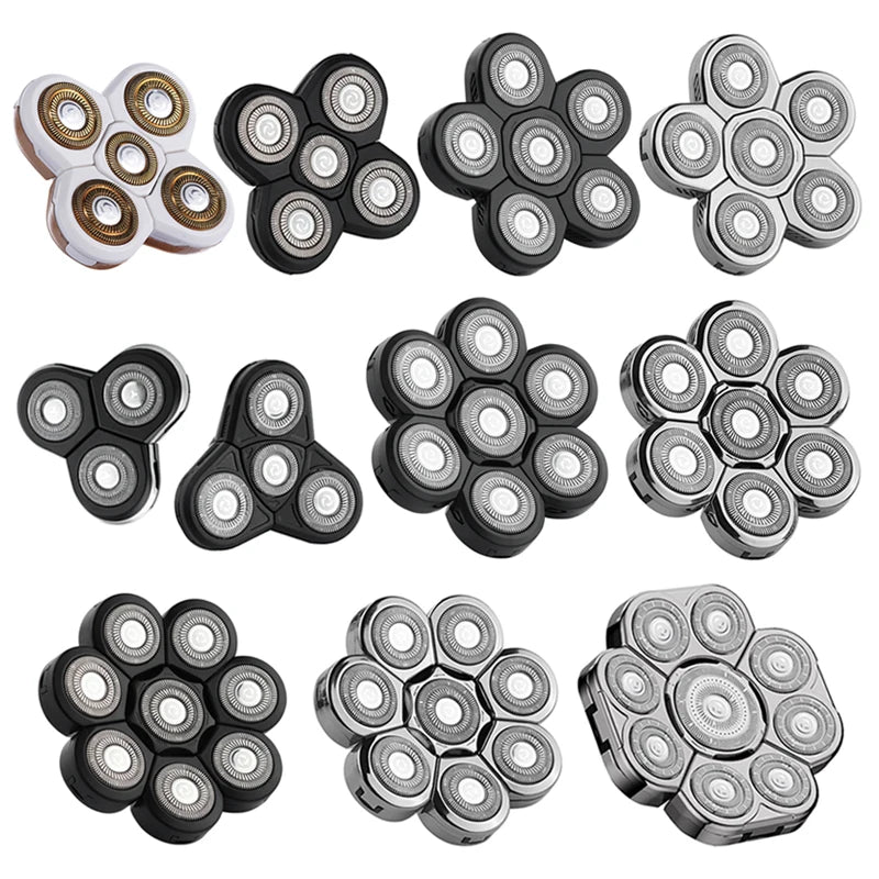 Replaceable Electric Shaver Head 3/5/6/7/8/9 Floating Blade Head Nose Trimmer Hair Clipper And Face Cleaning Brush Massage Head