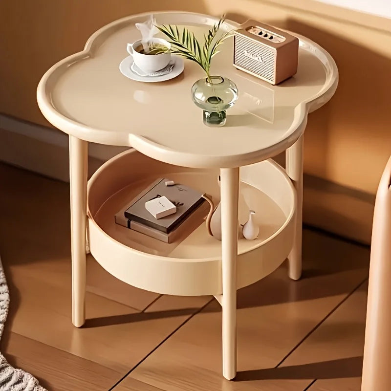 [Stylish Side Table] Stylish Modern Round Side Table with Storage Shelf | Space-Saving, Lightweight for Living Room, Bedroom
