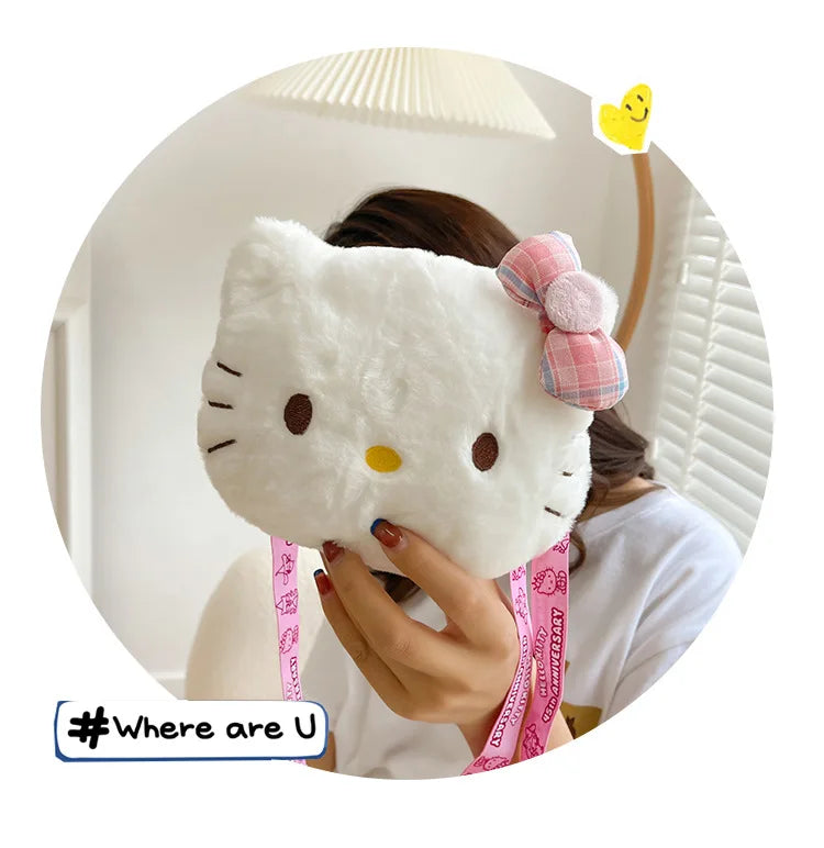 Cute plush bag, sweet girl student versatile shoulder messenger bag, soft and cute little princess new cartoon bag