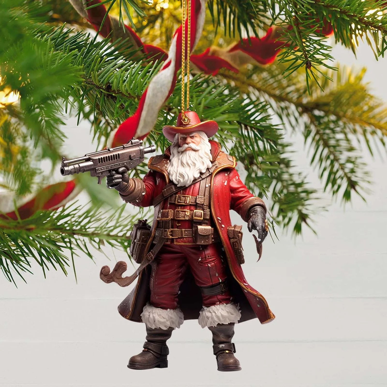 Cool And Imposing Santa Acrylic Material 2D Santa Cool Pendant Decoration Office Home Christmas Tree Decoration
