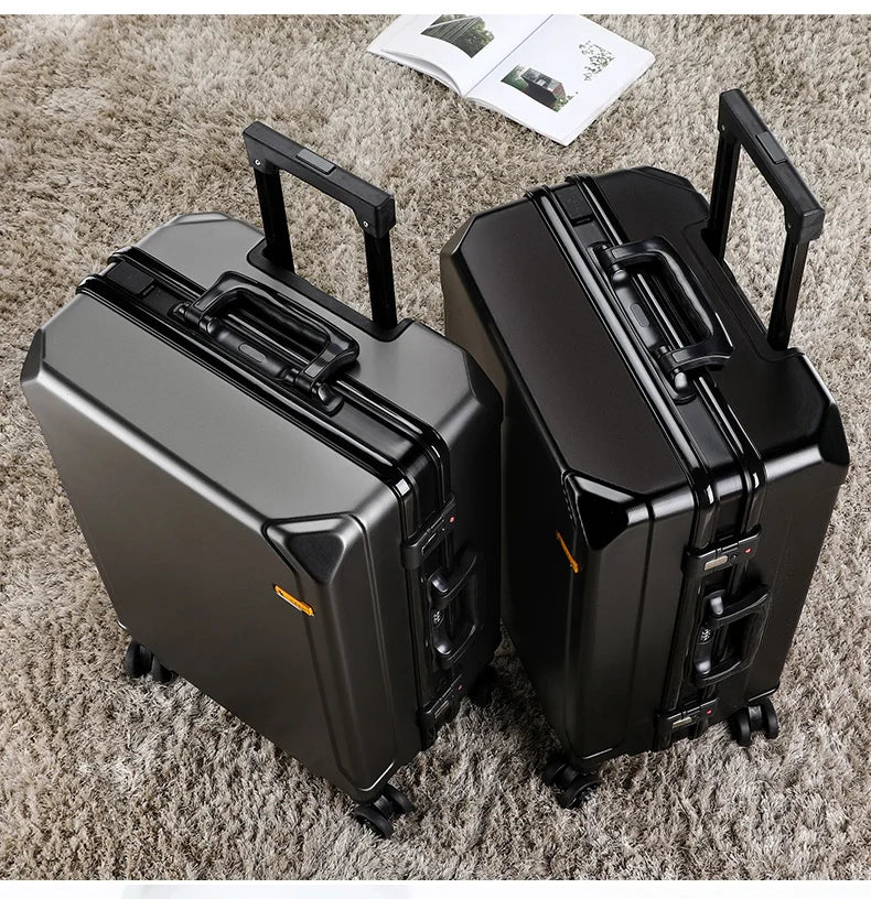 Fashion rolling luggage aluminum frame USB charging trolley suitcase 20/24/26/28 inch students password travel luggage