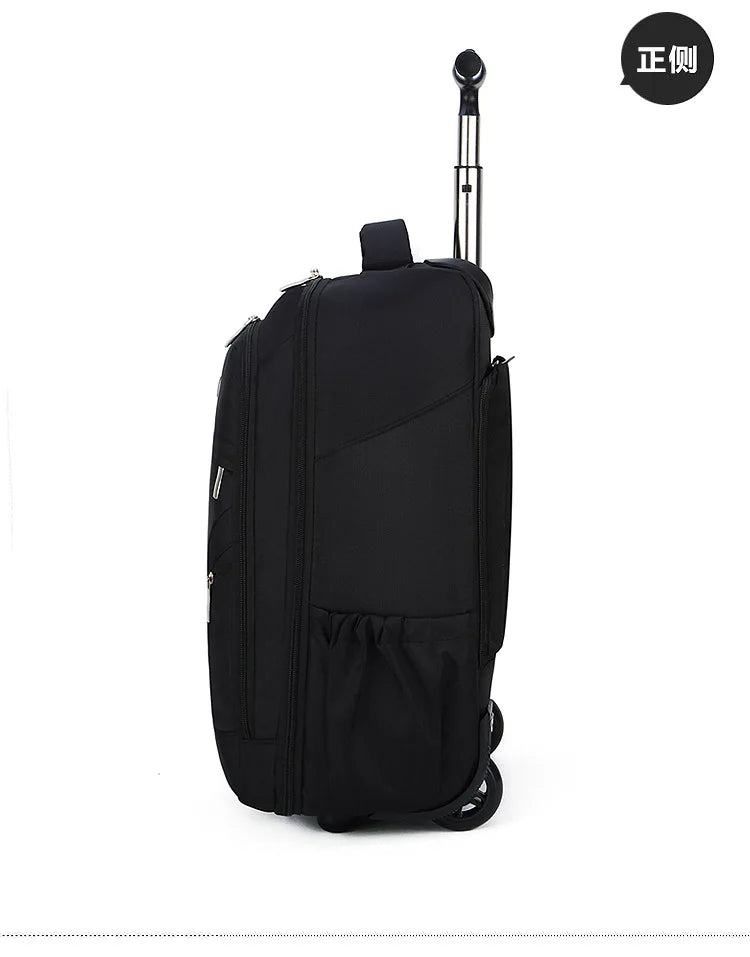 Men Trolley Backpack Shoulders Travel Bag with Wheels 24 Inch Students Rolling Luggage Business Trolley Large Capacity Suitcases