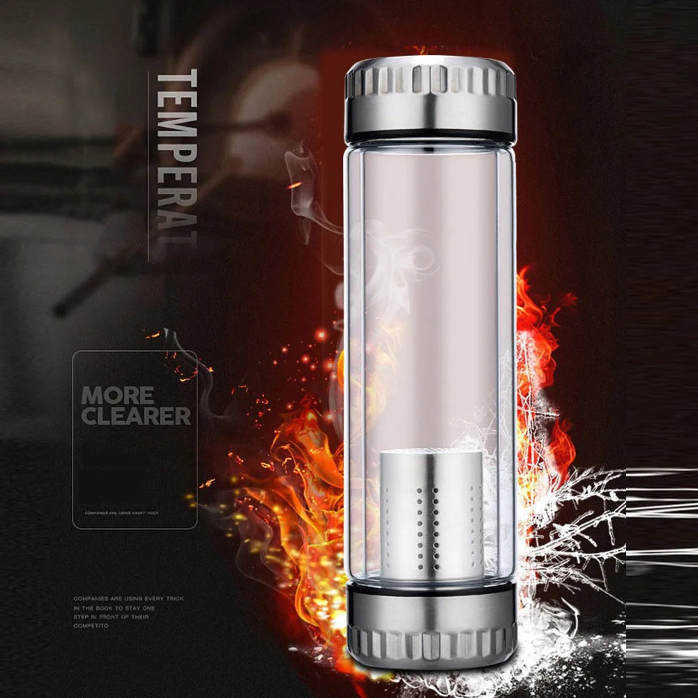 300/400ML Tea Water Bottle Portable Glass Double Wall Tea Water Cup Infuser Tumbler Drinkware Water Bottle With Tea Filter