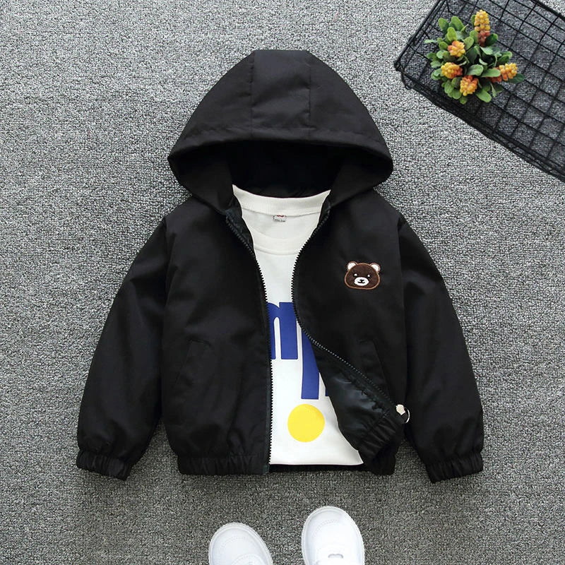 Fashion Dogs Baby Boys Jackets Casual Hooded Zipper Kids Windbreaker Coat Cartoon Boys Outerwear 1 2 3 4 5 6 Years Kids Clothes