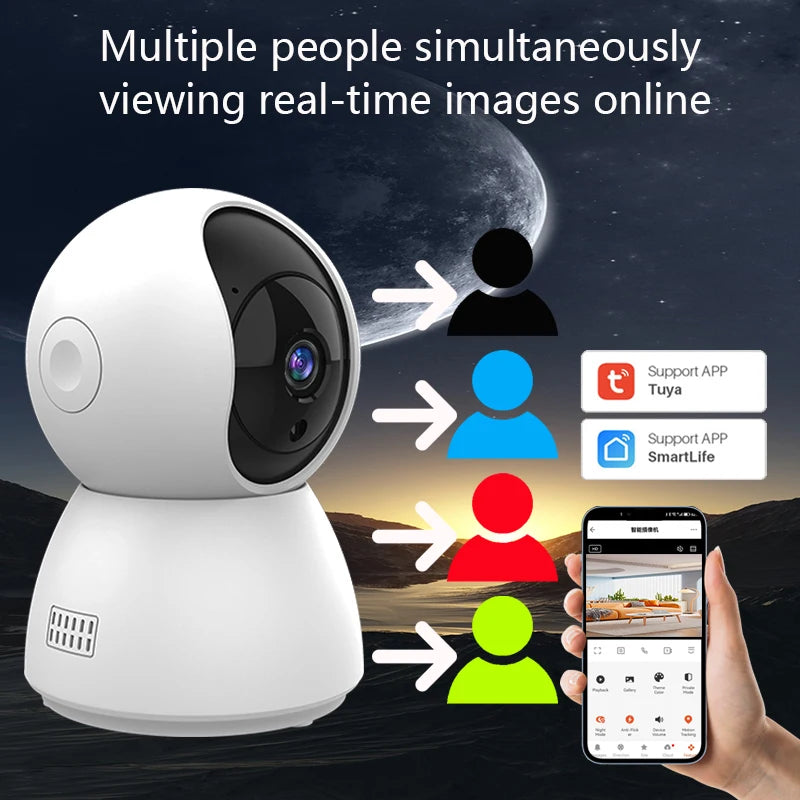 HD 4MP Tuya Smart Mini WiFi IP Camera Surveillance Camera Automatic Tracking Indoor Wireless Security Home CCTV Baby Monitor