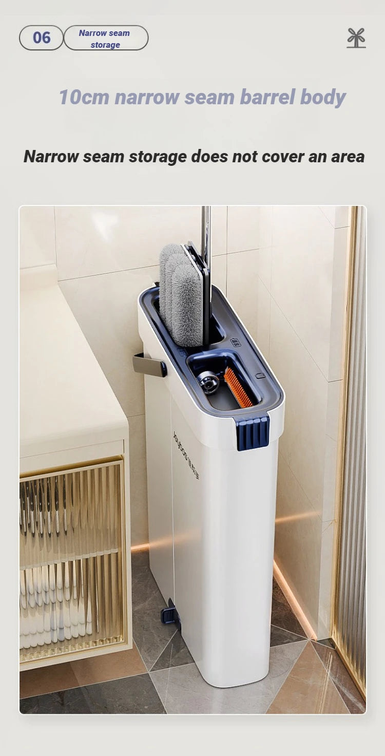 JOYBOS Spin Hand Free Flat Mop 33cm With Bucket Set Floor Cleaning Wet&Dry System Separation For Living Room Toilet Home Mops