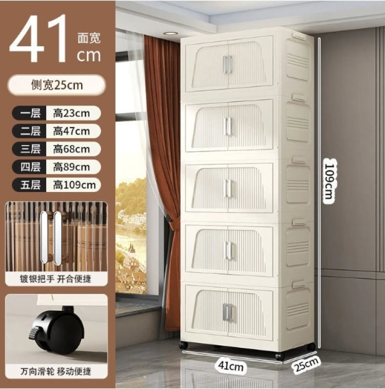 Multifunctional Foldable Storage Cabinet Children's Closet Large Capacity Space Closet Organizer Living Room Sundries Cabinet