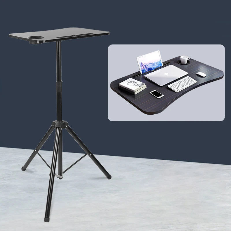 1.8M Portable Laptop Stand Floor Folding Computer Desk Adjustable Height Stable Tripod Speech Study Table for Bed Sofa Standing