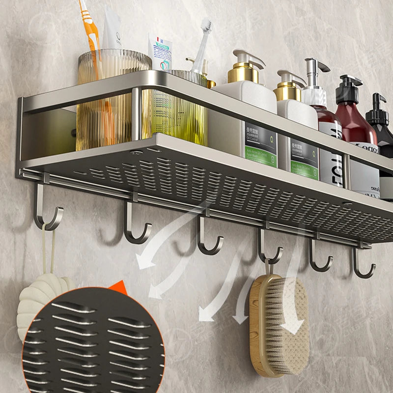 Wall-Mounted Storage Rack No-Drill Bathroom Vanity Shelf for Washroom Balcony Toilet - Organizer Shelf for Kitchen Bathroom