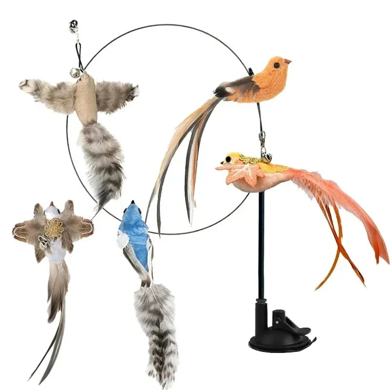 Simulation Bird Cat Toys Funny Interactive Peacock with Bell Cat Stick Toy for Kitten Playing Teaser Wand Toys Pet Cats Supplies