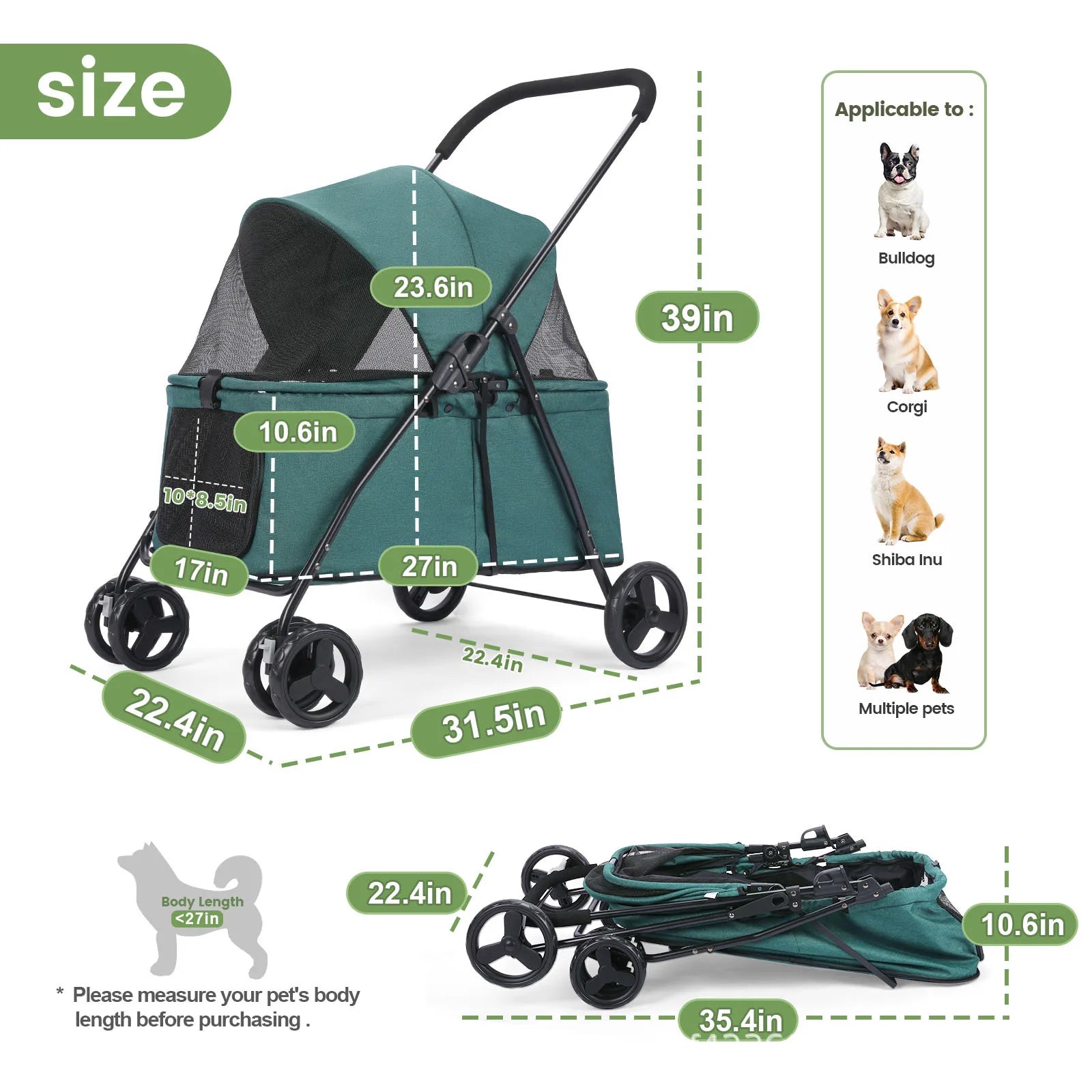 Large Pet Travel Strollers Foldable Enlarged Dog Cart Artifact Large Space for Easy Folding and Portable Travel Pet Products