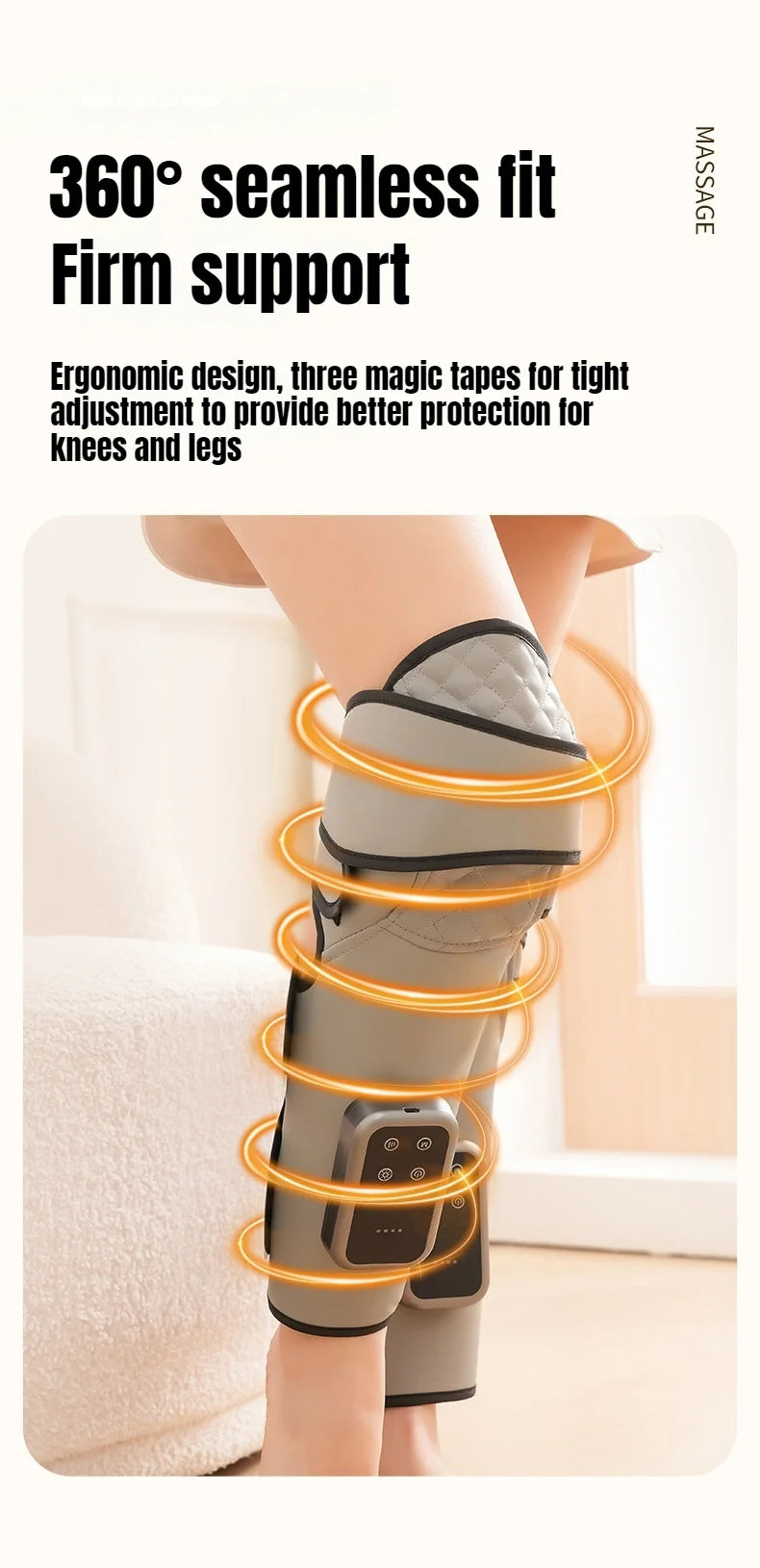 Wireless Knee and Calf Massager Heated Air Pressure 360° Wrap Portable Physiotherapy Device for Cold Legs Joints