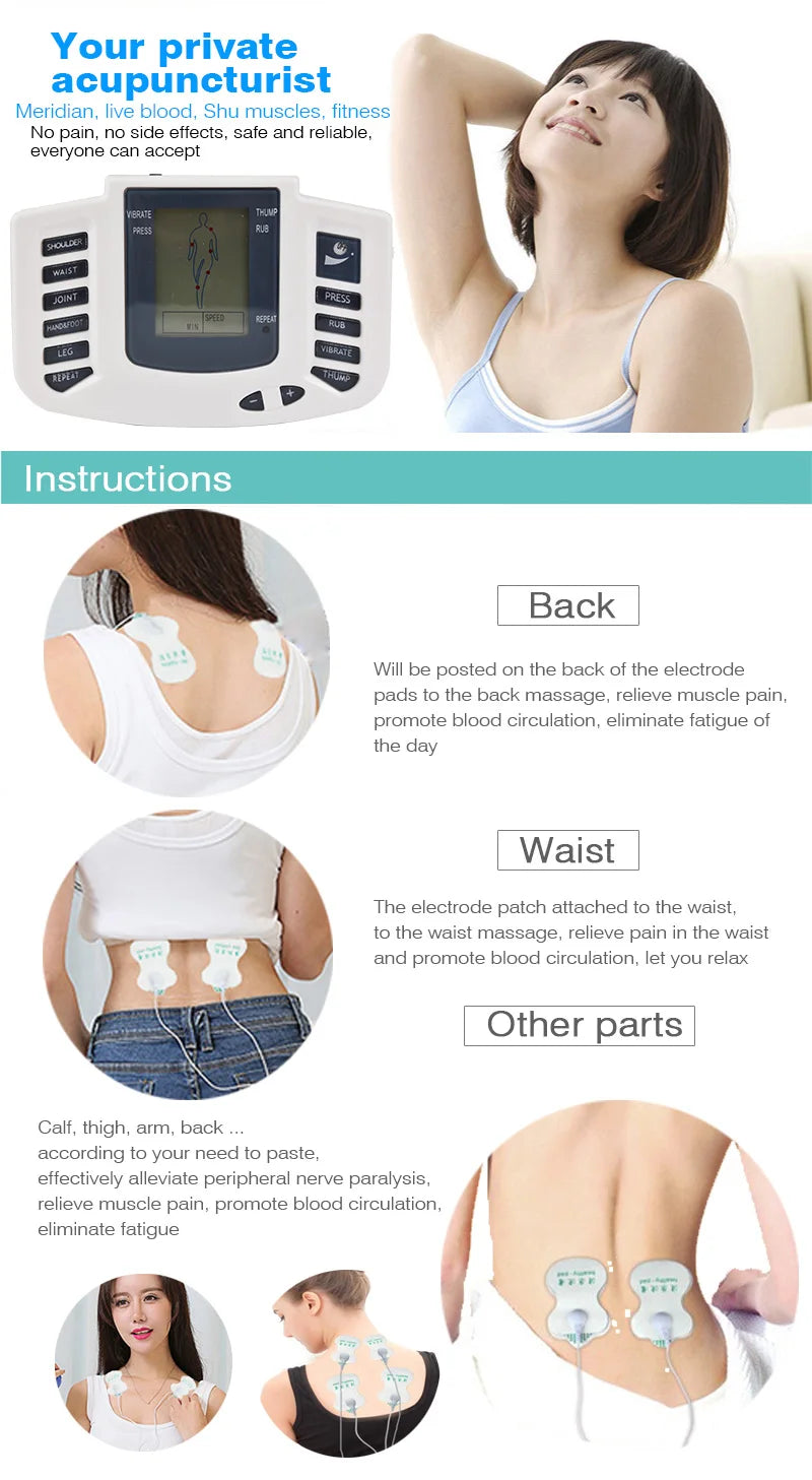 Electrical EMS Tens Massage 10 Level 16 Pads Pulse Acupuncture Muscle Stimulator Physiotherapy Machine Body Relax Health Care