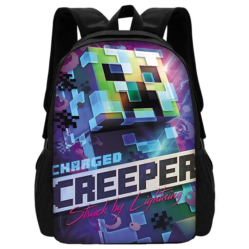 Child School Backpack Game Mine World M-MINE-CRAFTES with Lunch Bags ,Pencil Bags ,School Bags for Boys Girls Best Gift