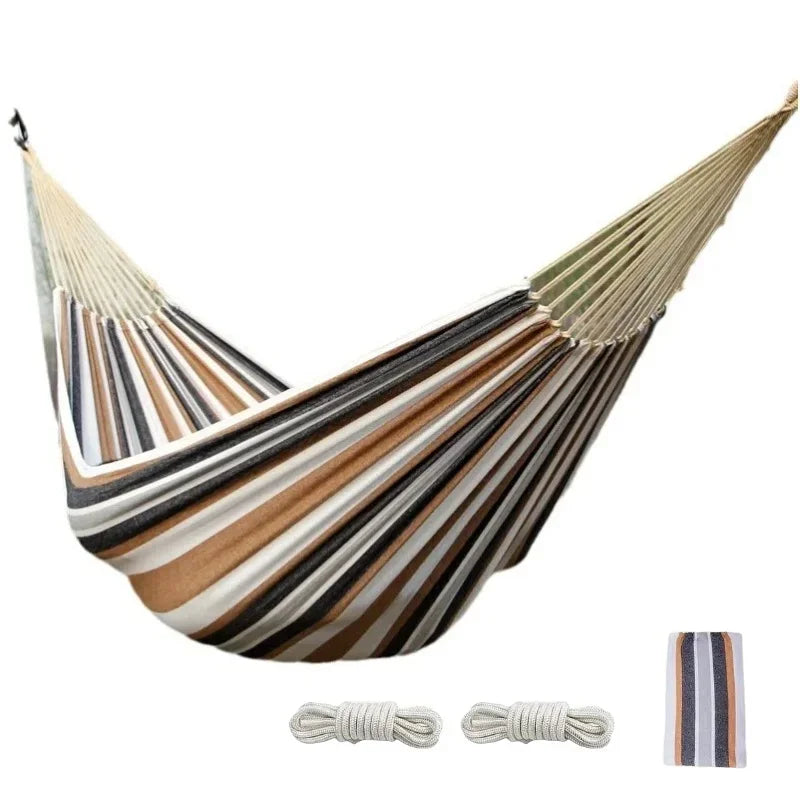 Portable Travel Anti-rollover Thickened Hanging Hammocks Outdoor Indoor Single Double Canvas Hammocks Courtyard Children's Swing