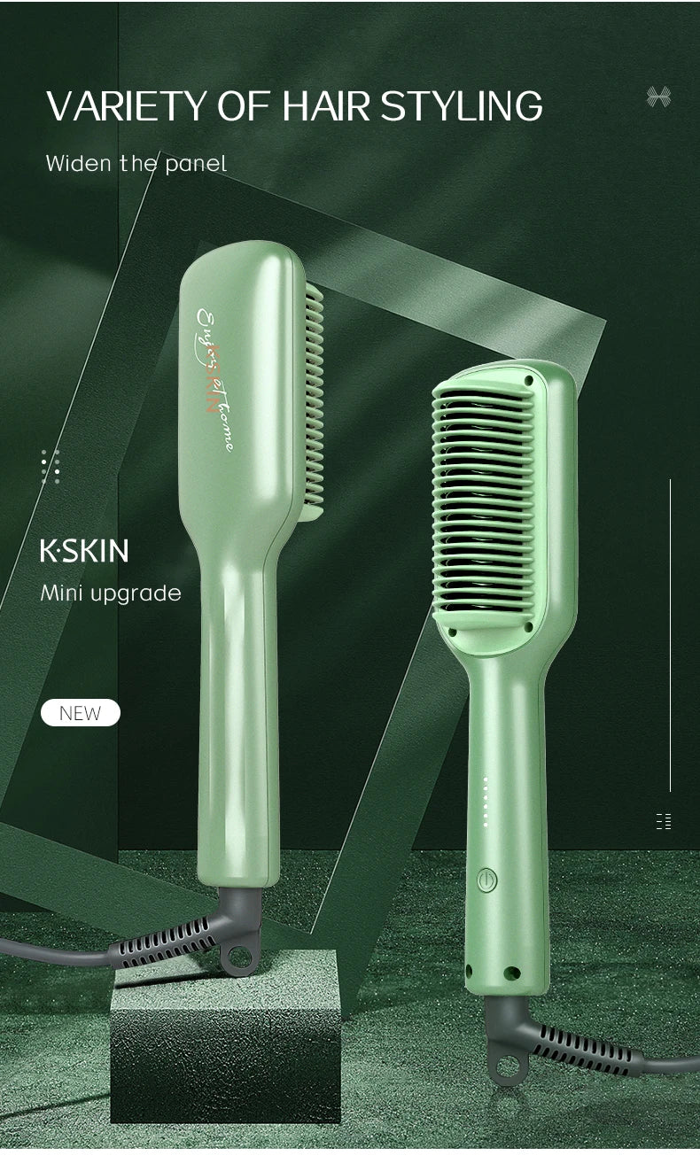 KSKIN Top Hot Sale Hair Straightener 2 in 1 Mini Brush Multifunctional Professional Hair Flat Iron Hair Comb