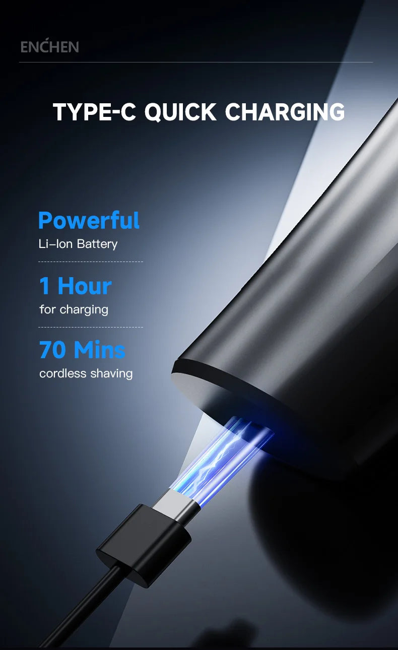 ENCHEN Electric Shaver Razor Rotary 3D Hair Shaver Professional Razor Waterproof Safety Lock Beard Trimmer Man - BlackStone Max