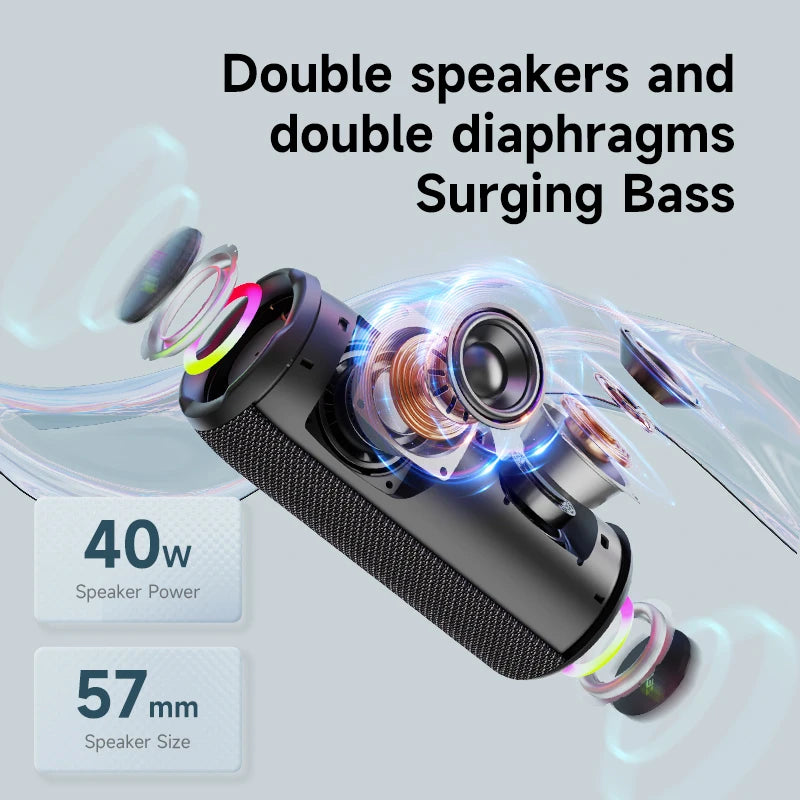 ZEALOT-S49PRO Portable Bluetooth Speaker 20W IPX6 Waterproof,Micro SD Card,AUX-in Plug,10H Playtime,RGB Light  Wireless Stereo