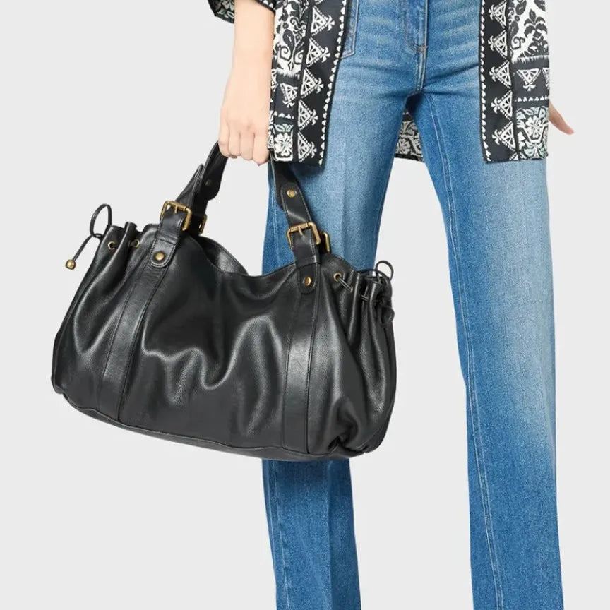 Fashion Large Capacity Boston Bag Designer Women Handbags Luxury Soft Crumpled Pu Leather Shoulder Crossbody Bags Commuter Bag