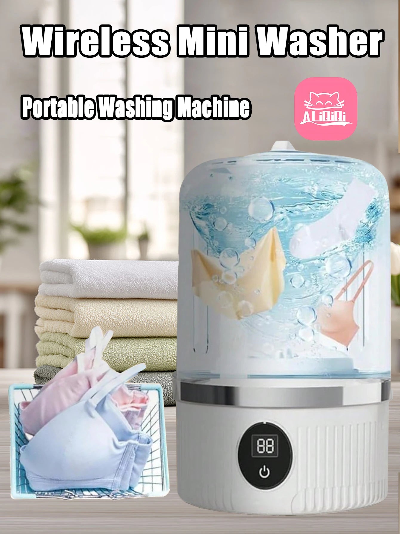 Portable Washing Machine, Underwear Washer, Small Washing Machine, Mini Washing Machine, Rechargeable Cordless Washing Machine