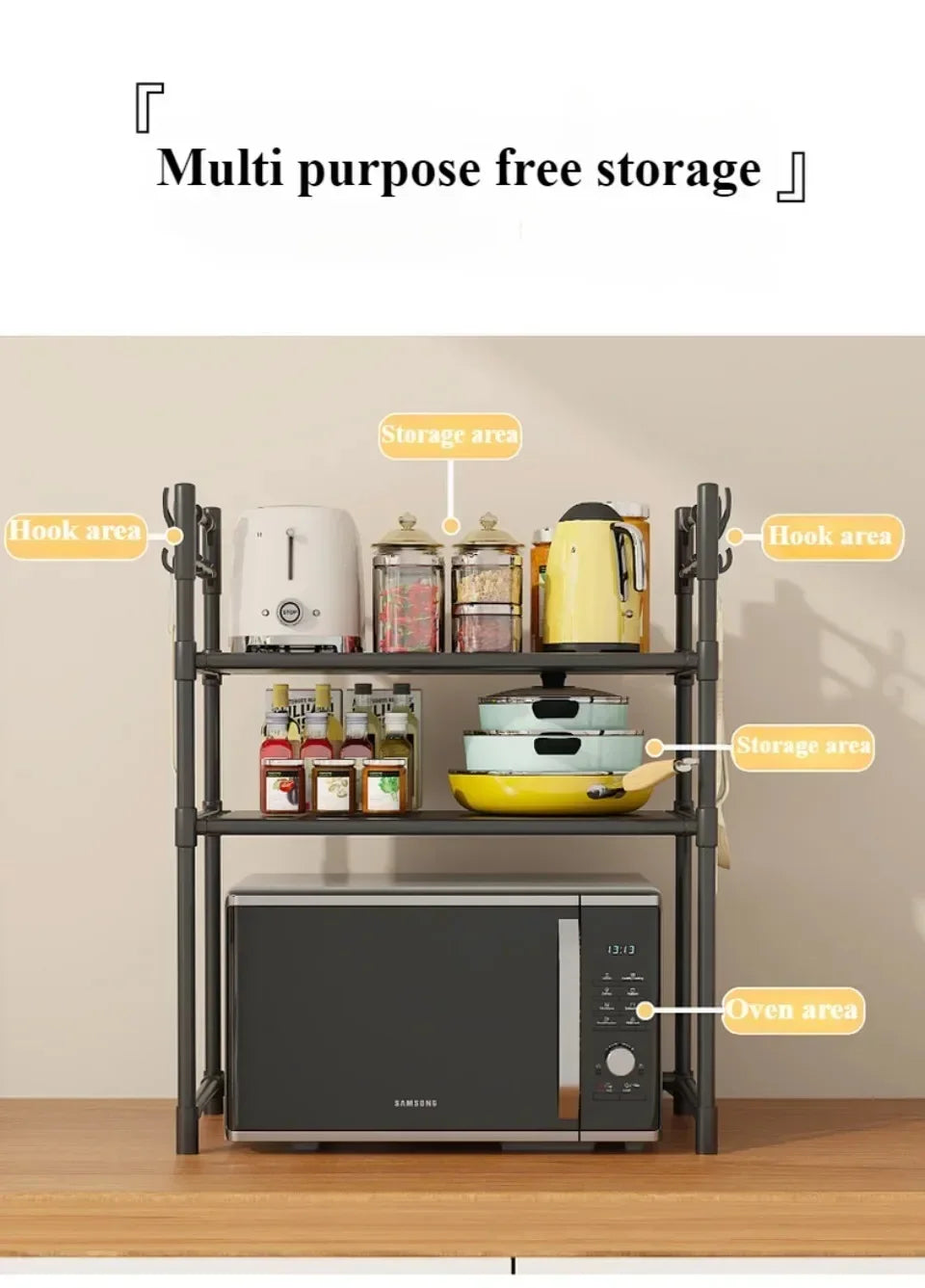 Multi Layer Kitchen Storage Rack Microwave Oven Rack Simple Vertical Storage Rack Kitchen Accessories Countertop Seasoning Rack