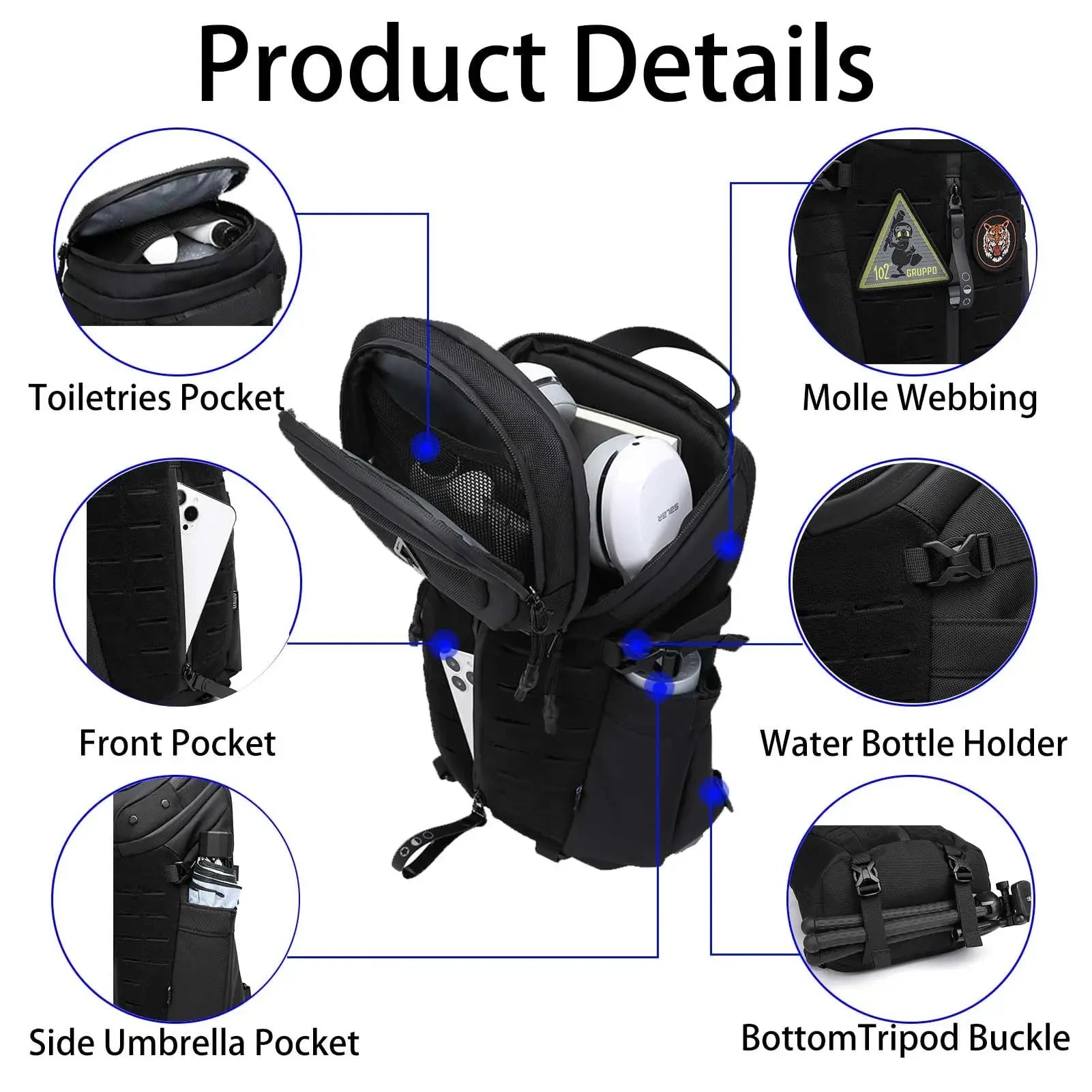 Anti Theft Sling Bag Shoulder Crossbody Backpack Waterproof Chest Bag with USB Charging Port Lightweight Casual Daypack