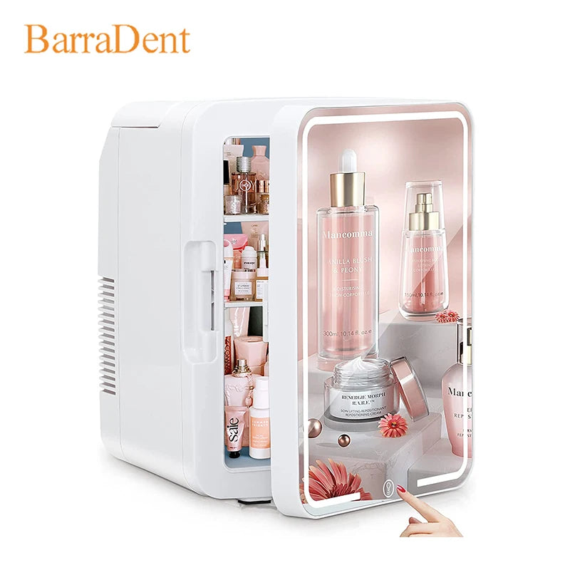 10L Refrigerator Vanity Mirror 2-in-1 Large Capacity Portable Dresser Vanity Mirror Car Bedroom Mini Small Refrigerator