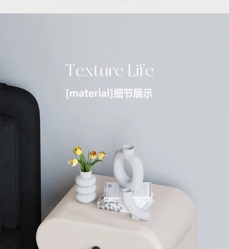 Cream Style Bedside Tables Creative Trendy Space Saving Nightstands Modern Luxury Aesthetic Mesitas De Noche Bedroom Furniture