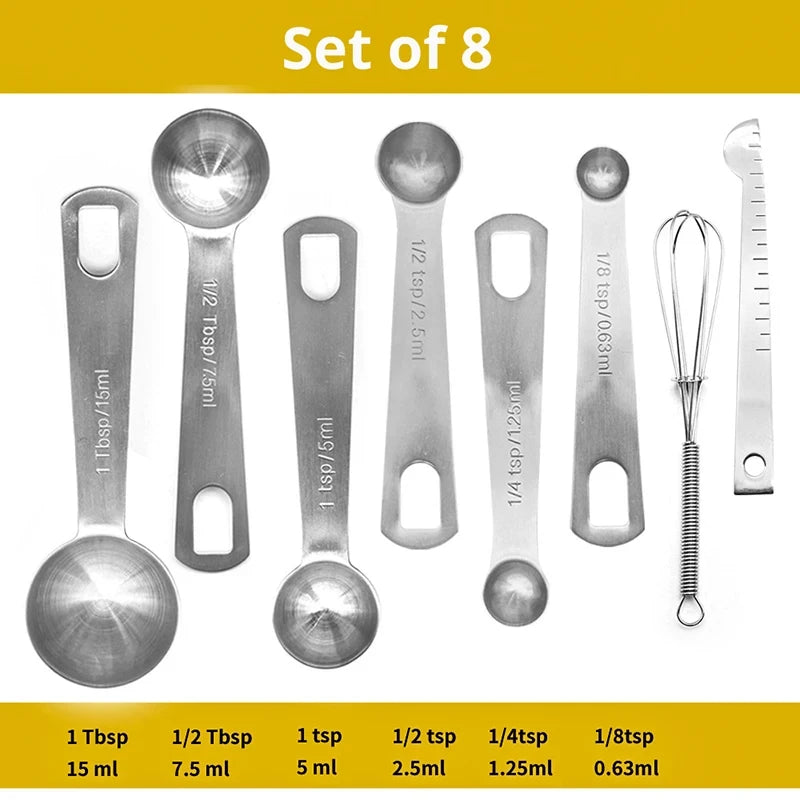 6/9/11Pcs Measuring Spoons Set Stainless Steel Seasoning Coffee Scoop Measuring Spoon With Scale Kitchen Baking Measuring Tools
