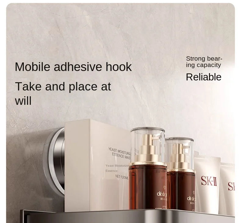 Suction Cup Bathroom Rack Bathroom Shelf Toilet Space Aluminum No Drill Hanging Rack Bathroom Organizer Hang On the Wall