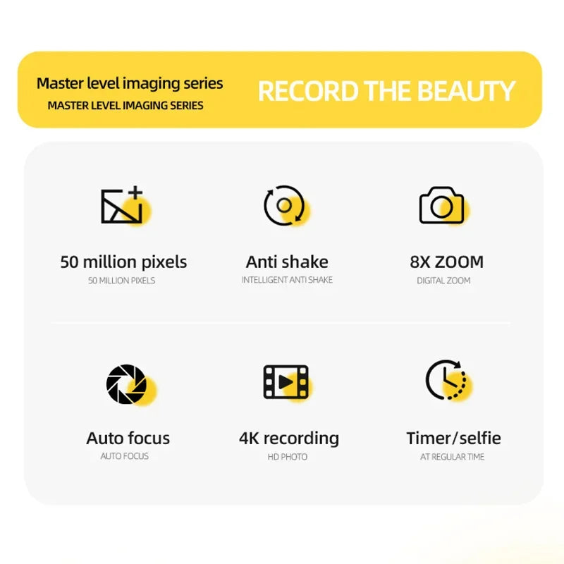 Xiaomi 4k Digital Camera Retro CCD Portable Camera 50 Million Pixels Auto Focus Entry-level Camera Dual Camera Flash Student CCD