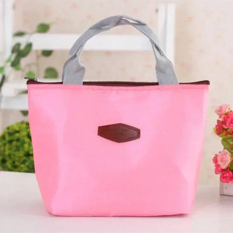 Lunch Box Camping Picnic Lunch Bag Solid Color Portable Insulated Refrigerated Cold Food Cooler Thermal Bag Handbag Hot