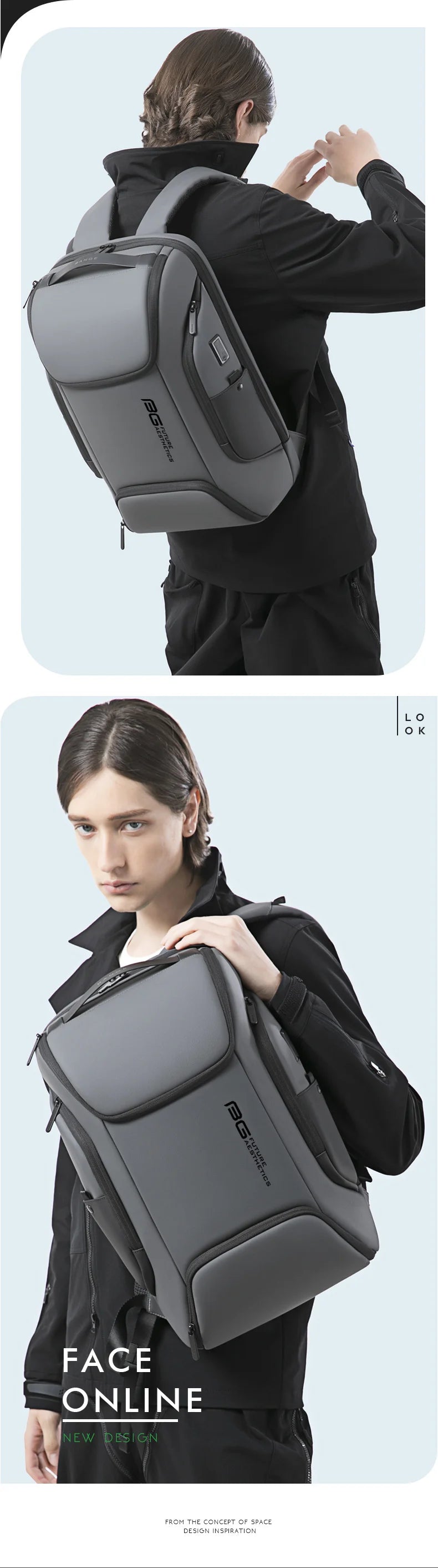 BANGE Business USB Charging Smart Backpacks Fits 15.6 Inch Laptop Commute Backpack WaterProof Carry On Bag for Men Travel Bags