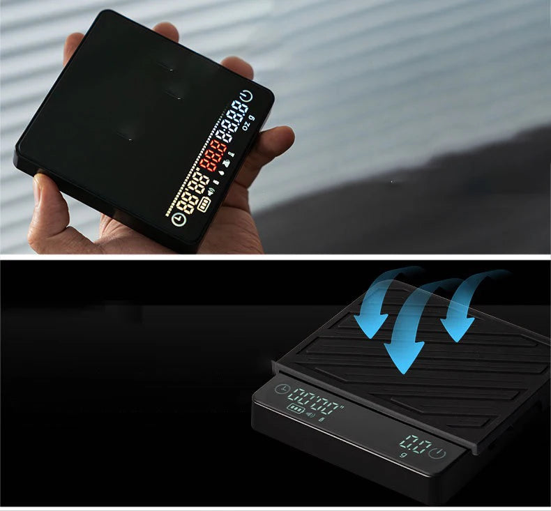 Rechargeable High Precision Coffee Scale Flow Rate Monitoring Mini Electronic Weighing Scale for Espresso Outdoor & Kitchen Use