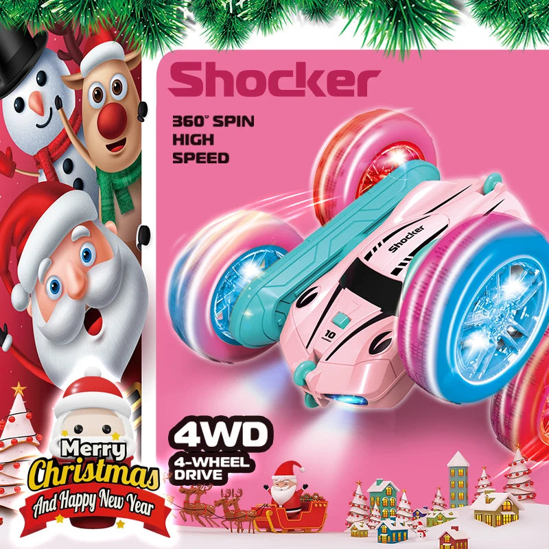 Remote control stunt car Light four-wheel drive double-sided swing arm rolling car Christmas children's toy remote control car