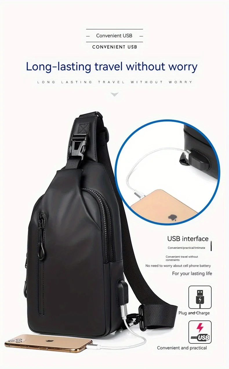 Crossbody Bag Fashionable Large Capacity Waterproof Lightweight Leisure Soft Comfortable Men Single Shoulder Bags