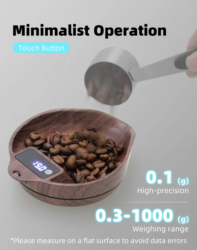 AliKisscafe Coffee Scale Electronic Bean Measuring Scale ABS Espresso Weighing Display Tray Spray 0.1g Kitchen Barista Accessory
